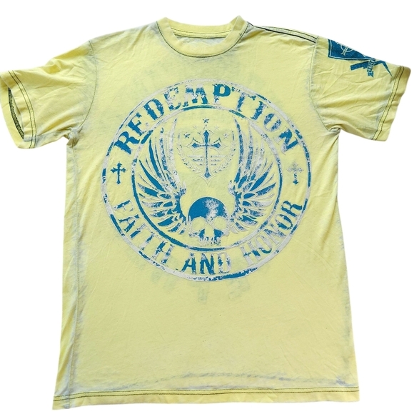 Raw State Redemption Burnout T-Shirt Size S Grunge Affliction Style - Picture 1 of 8